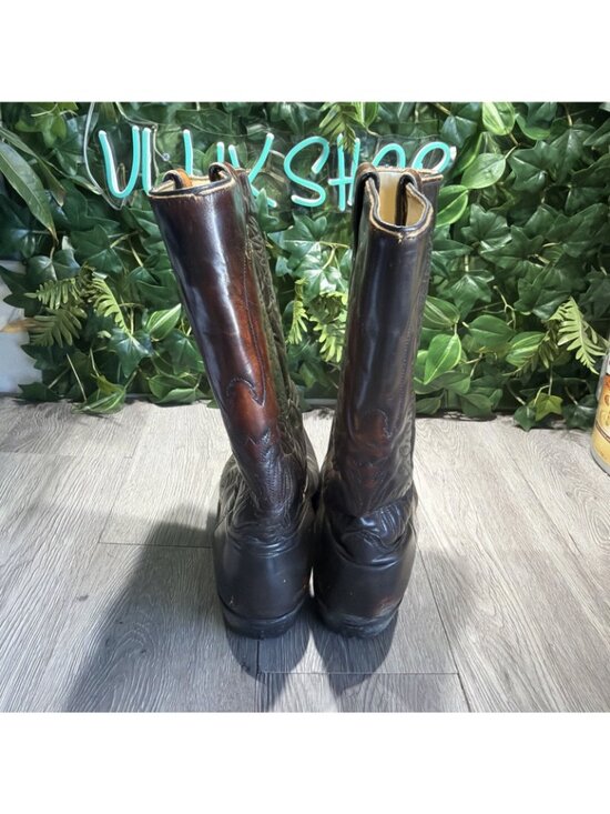 VTG Wrangler Patent Leather Thunderbird Cowboy Boots Rainbow Peacock Mens 12 D main image 6